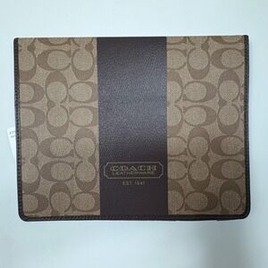 Coach Signature Tablet Case Folio Khaki Brown Monogram Leatherware Est 1941